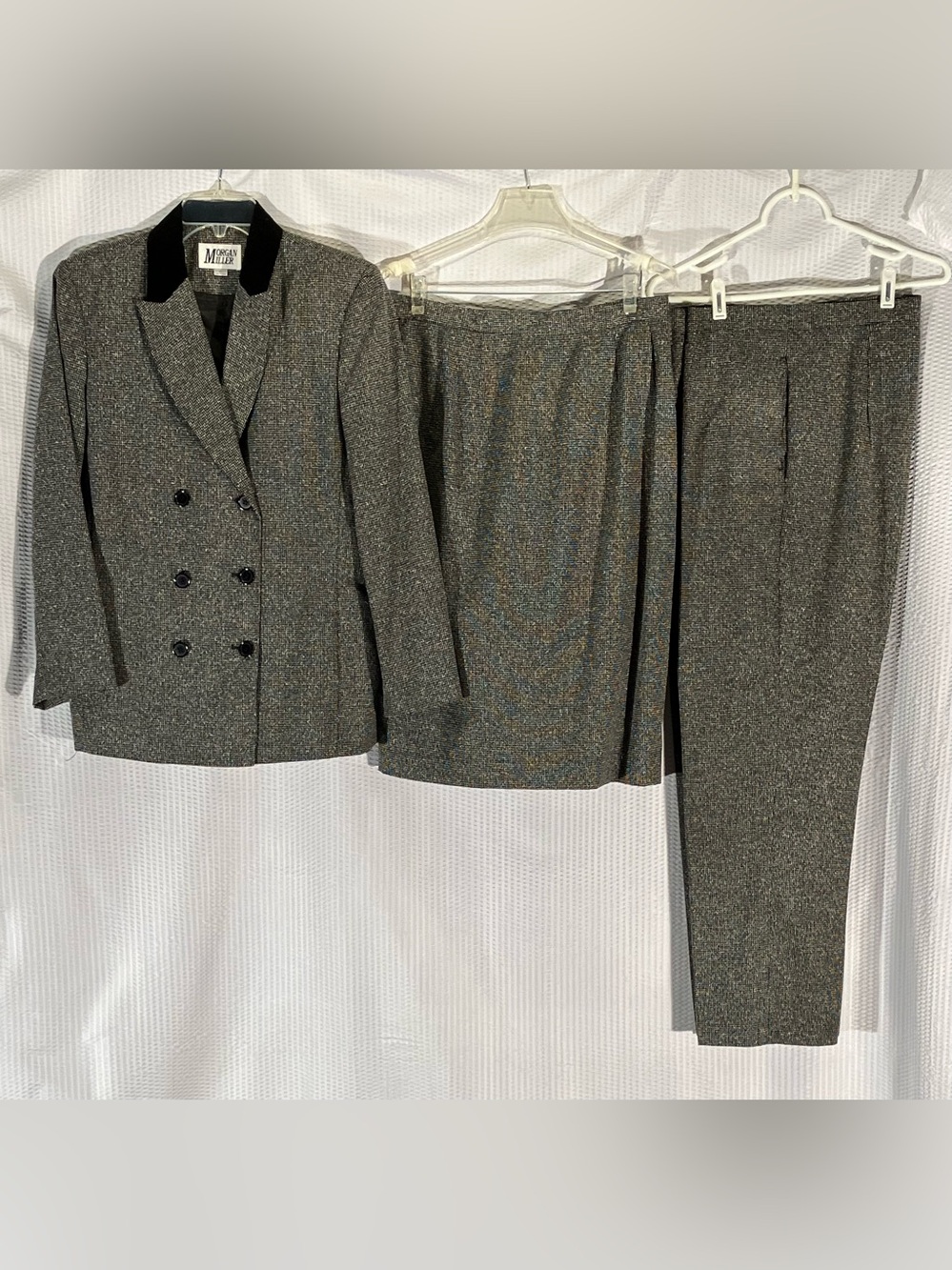 Morgan Miller Women’s Three-Piece Gray Pantsuit with Skirt